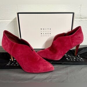 White House Black Market “Mila Dark Rouge” Suede Heels